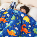 Weighted Blanket 7lbs Blue Dinosaur - Cozy Cooling Throw for Kids
