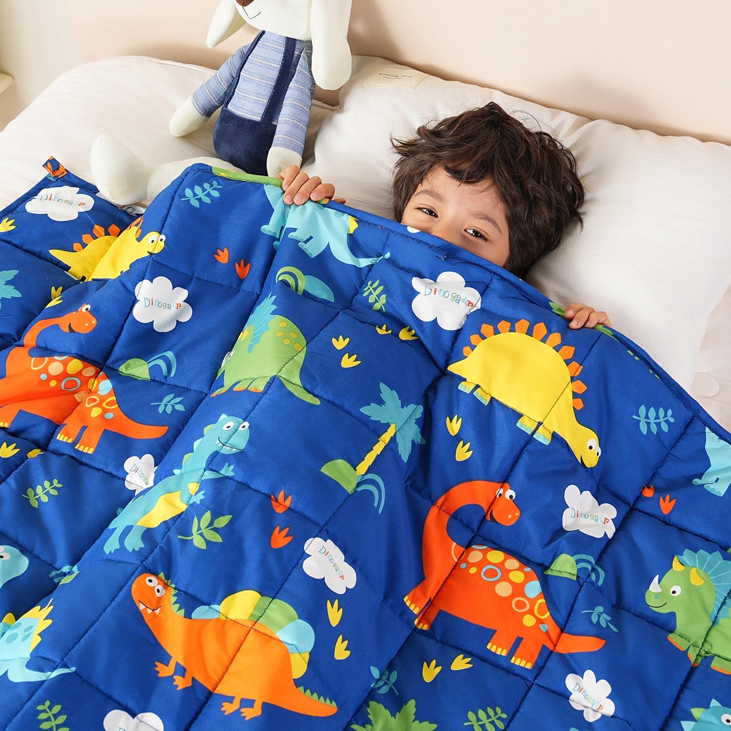 Sivio Weighted Blanket for Sleep - Blue Dinosaur Design