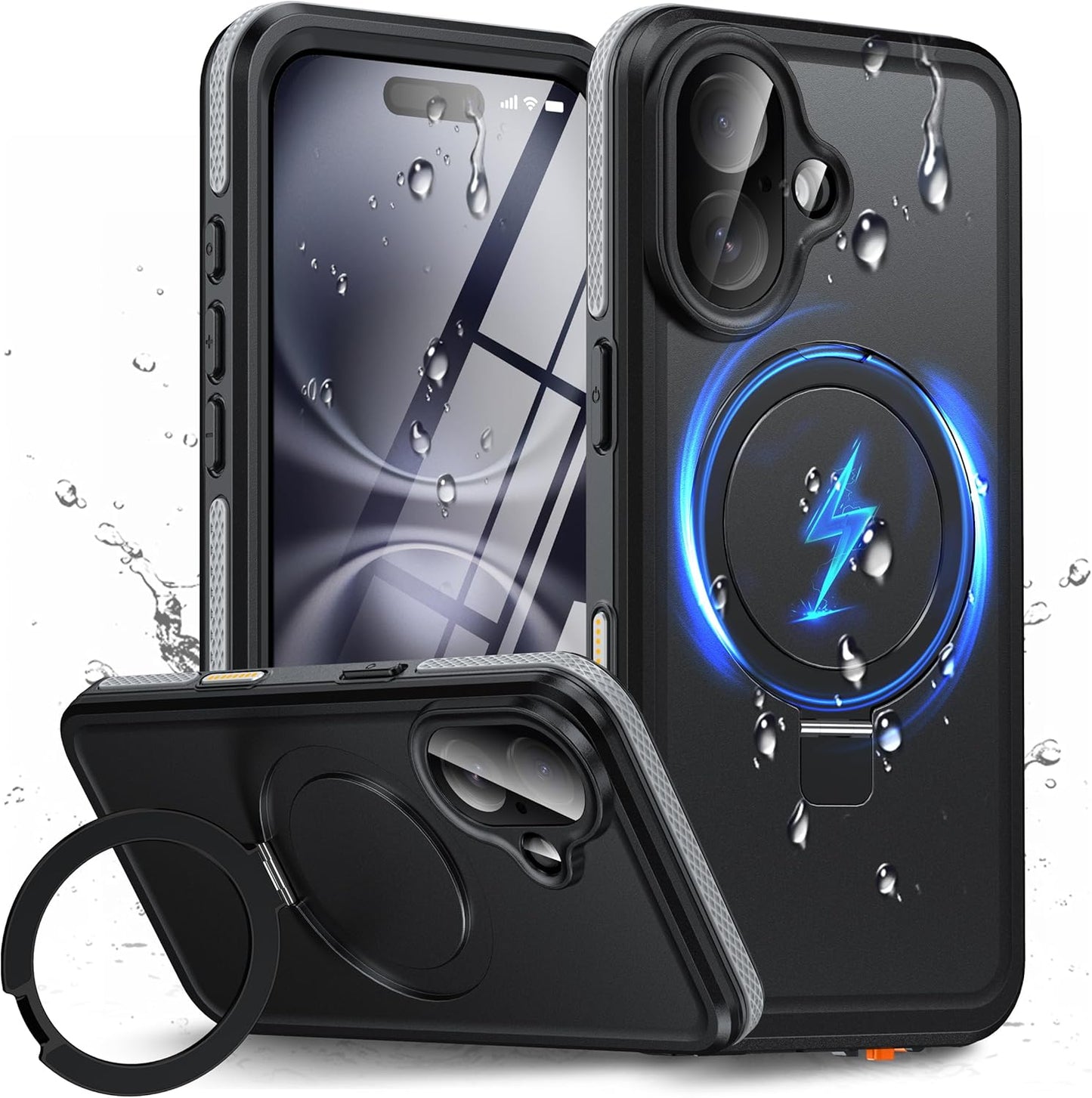 Oterkin Magnetic Waterproof Case for iPhone 16 with Kickstand