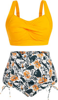 Plus Size Two Piece Swimsuit Set Twist Front Bikini