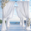 Premium 16ft White Backdrop Curtain Set - Wrinkle Free Polyester for Stunning Event Photos