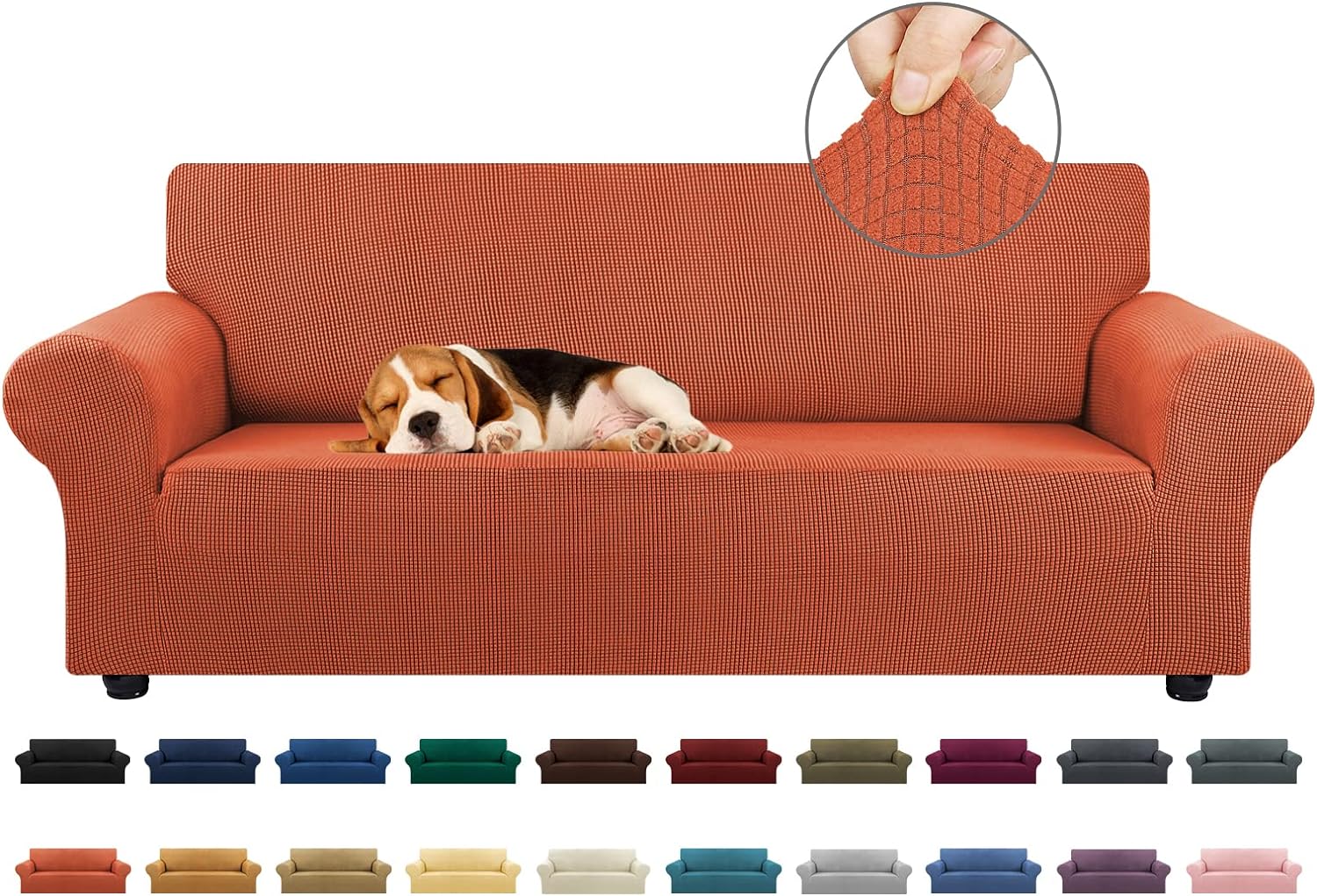 KEKUOU Stretch Sofa Cover Slipcover for 3 Cushion Couch Sofa