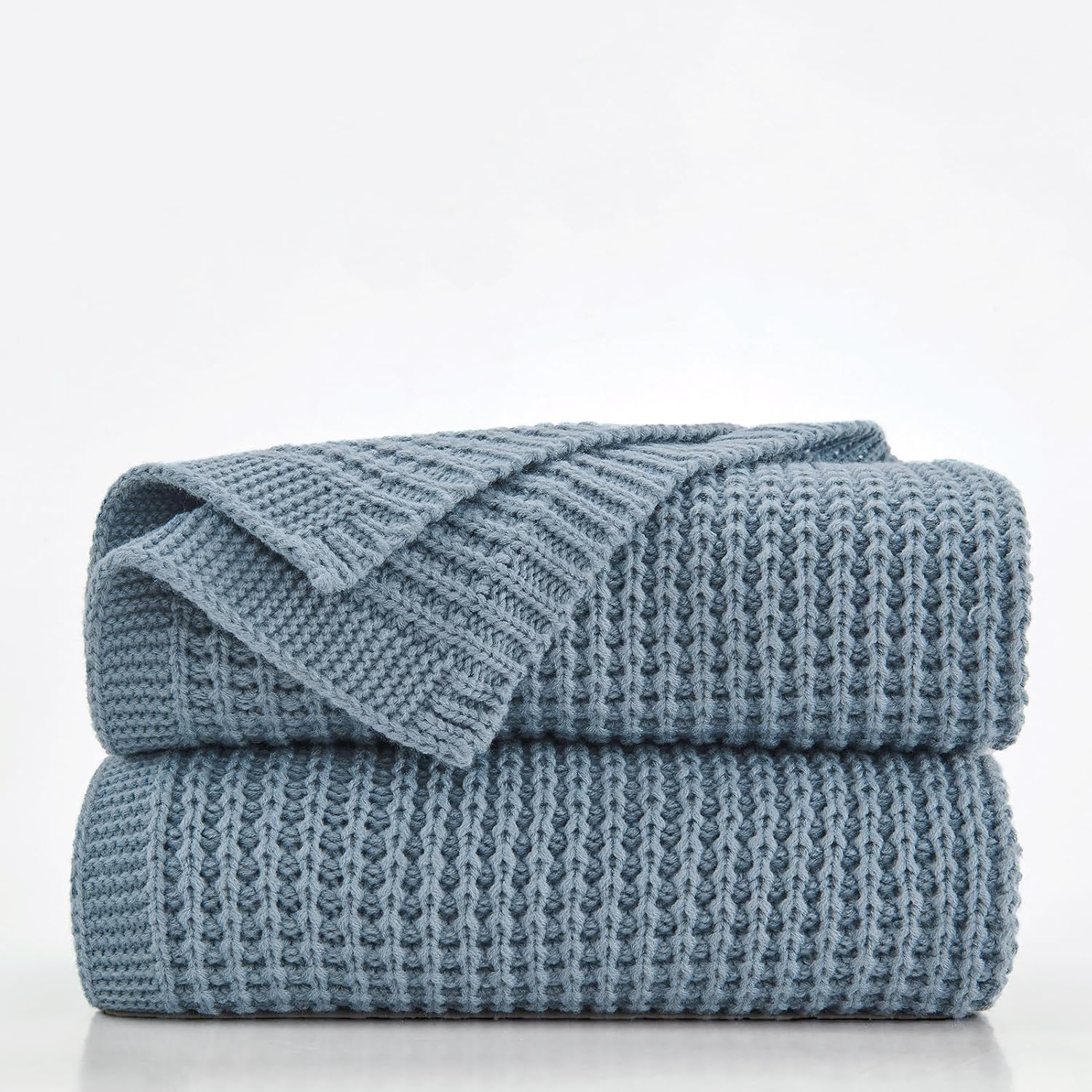 Douceur Blue Throw Blanket for Couch - Soft Chunky Knit Design