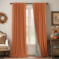 Burnt Orange 100% Blackout Window Curtain Panels - Light Blocking
