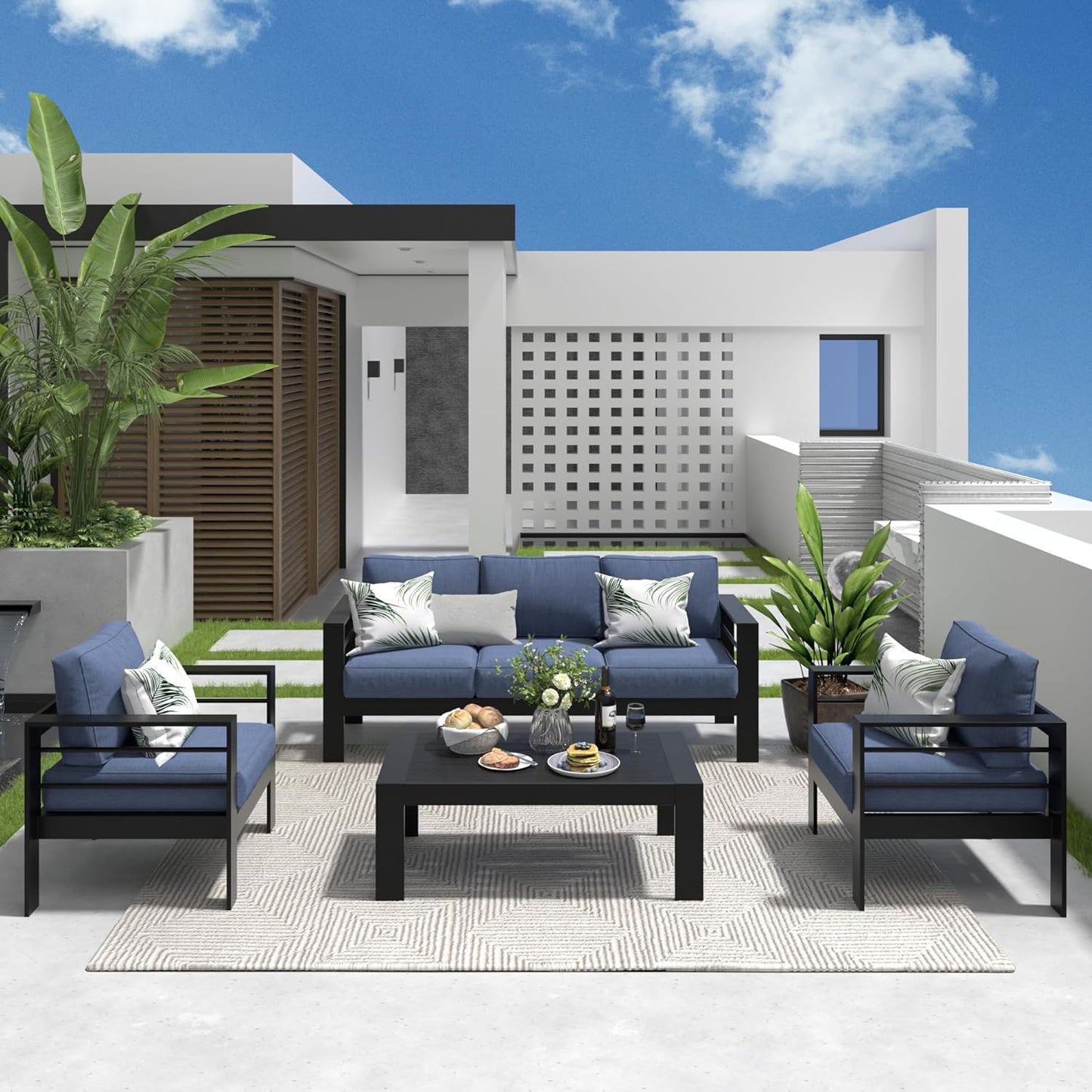 Modern Aluminum Patio Furniture Set with Comfortable Cushions