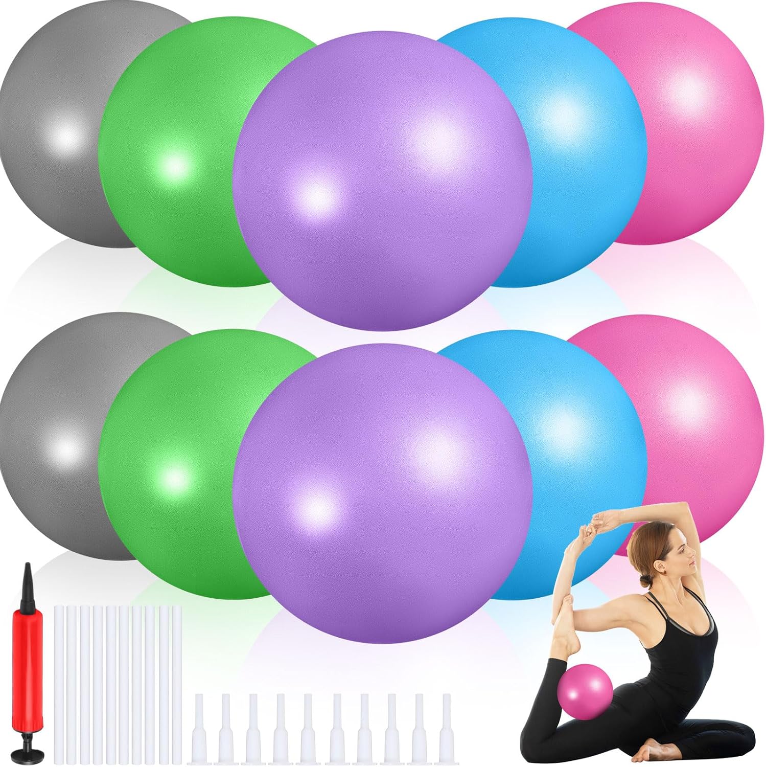 10 Pieces 9 Inch Exercise Pilates Ball for Yoga and Fitness