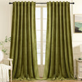 Nemia Moss Green Velvet Blackout Curtains 90in - Thermal Luxury