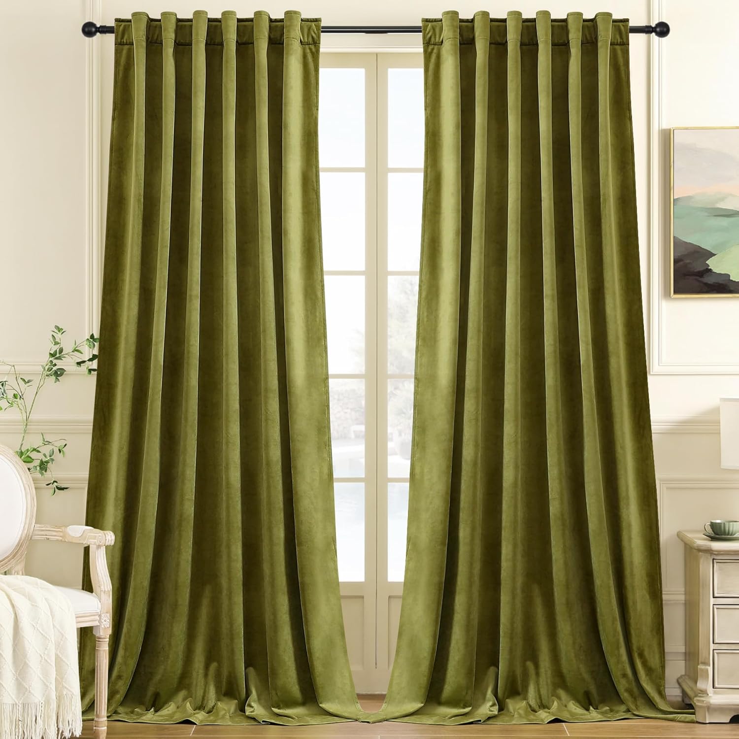 Moss Green Velvet Curtains for Bedroom and Living Room Luxury