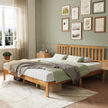 King Size Bed Frame with Headboard - Solid Wood, 8.5in Storage