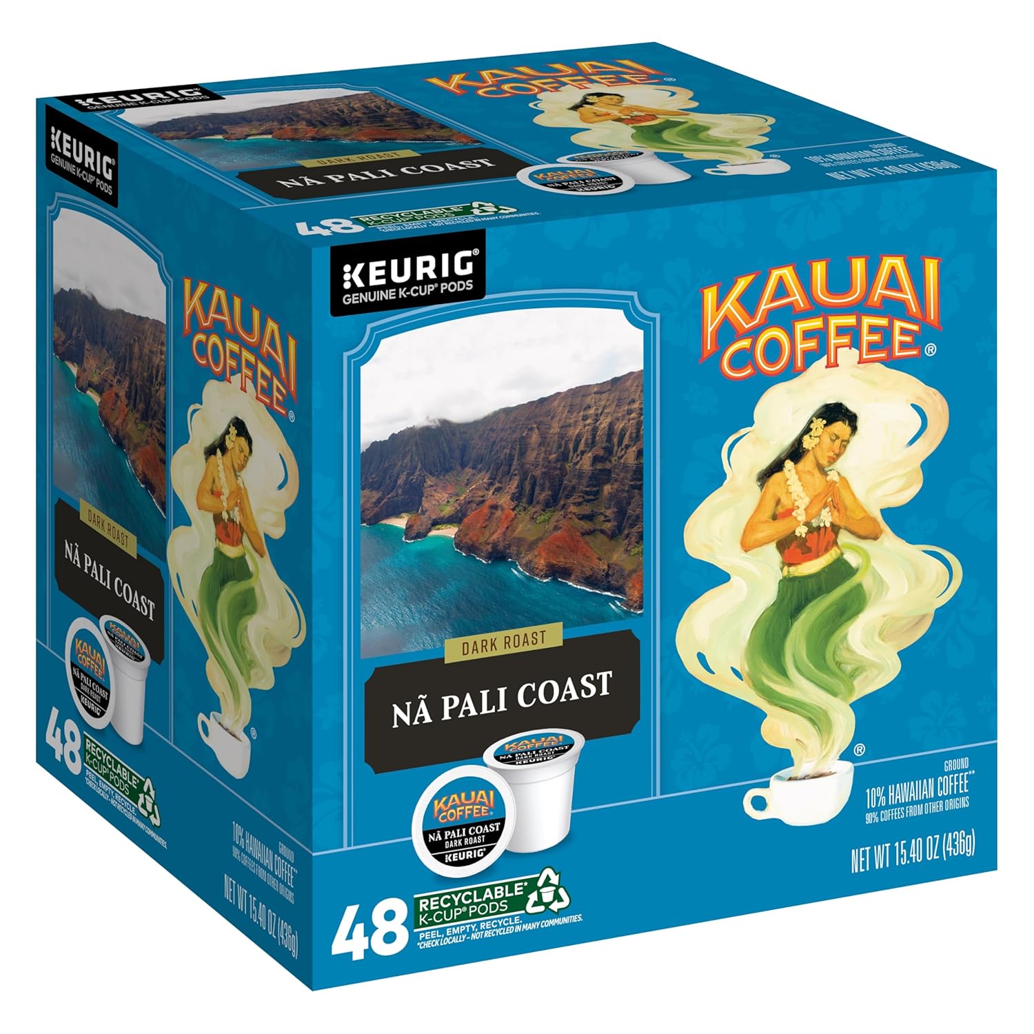 Kauai Coffee K-Cup Pods Dark Roast with Sweet Chocolate Overtones