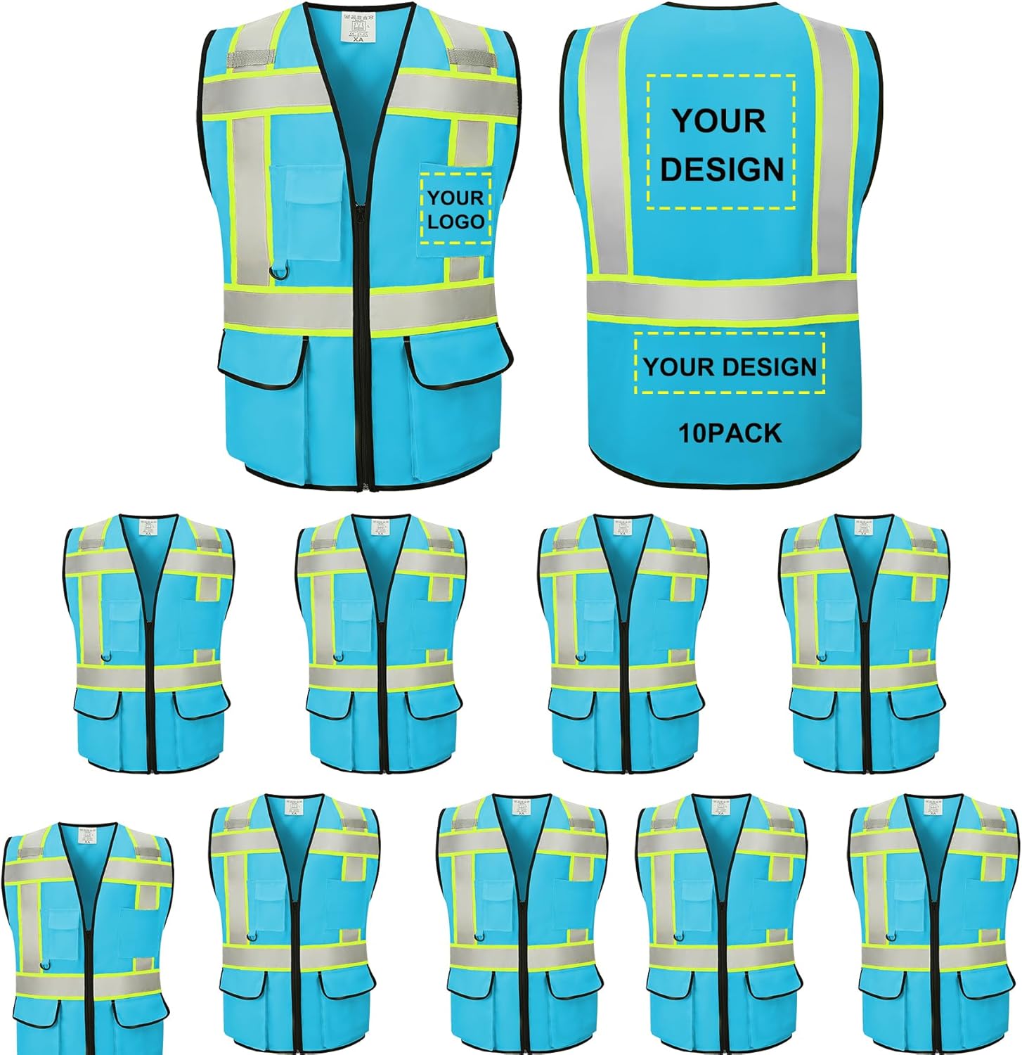 Reflective Vest Class 2 Safety Vests with Pockets and Zipper