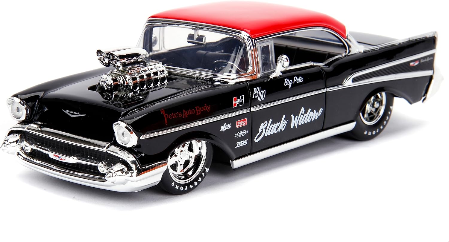 Jada Toys 1:24 Big Time Muscle 1957 Chevy Bel Air Die-Cast Car - Classic Black/Red