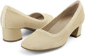 Low Chunky Heels Pumps for Women Knit Block Heeled Slip On