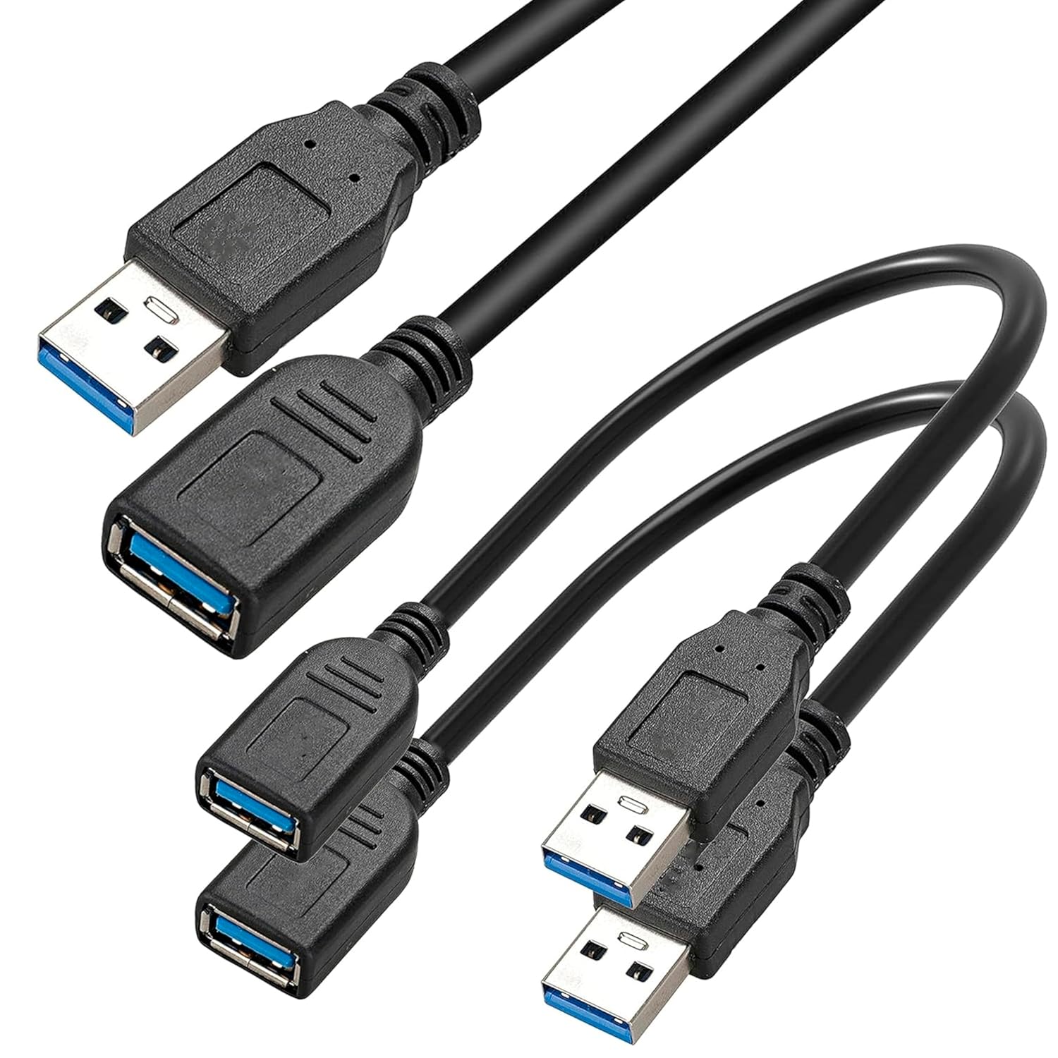 Fast 15cm USB 3.0 Extension Cable Duo by SaiTech IT