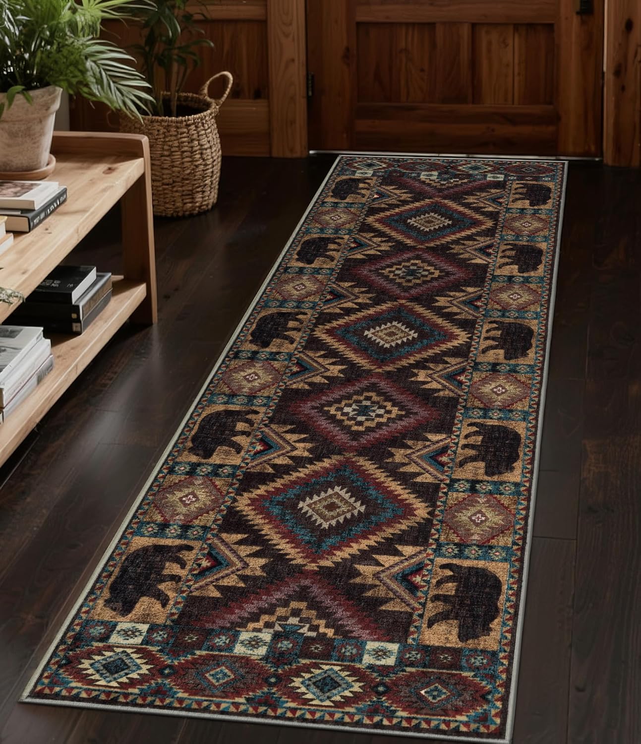 Hallway Runner Rug 2x6 - Rustic Cabin Non-Slip Entryway Mat