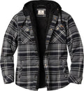Hooded Shirt Jacket Plaid Flannel Berber Lined - Warm, Lightweight