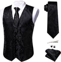 Men's Paisley Jacquard Silk Vest Set - Complete 5PCS Wedding Set