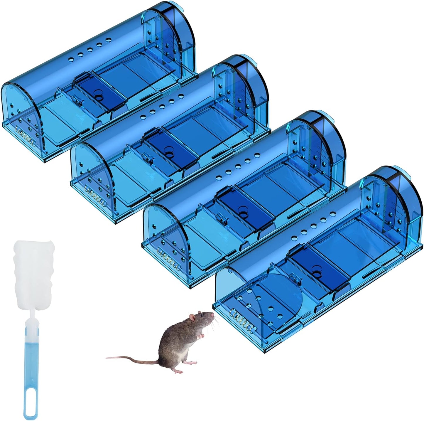 Safe & Reusable Mouse Traps - No Harm, Easy Setup, Indoor/Outdoor, 4 Pack