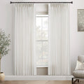 Pinch Pleated Linen Curtains 80 in Long - Memory Shaped Cream Panels