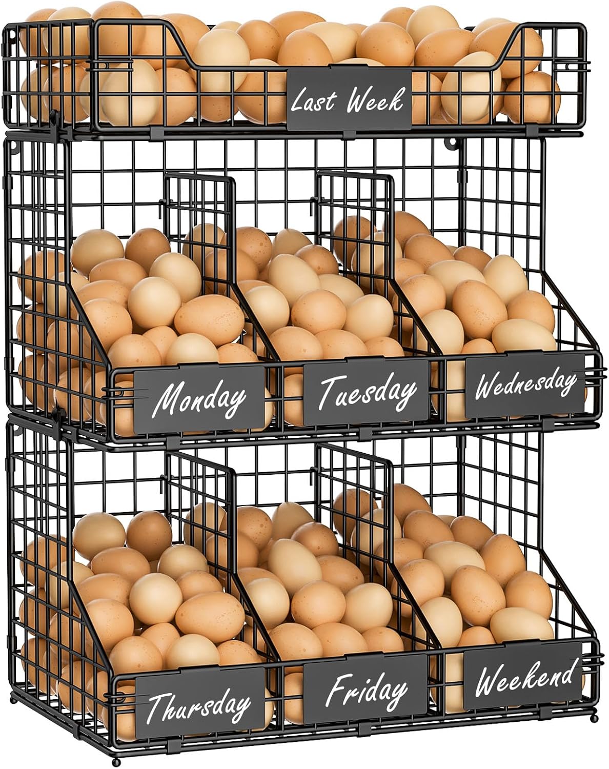 X-cosrack Egg Holder Countertop - 3 Tier Stackable Egg Rack