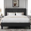 King Size Bed Frame with Adjustable Headboard - Linen Upholstered