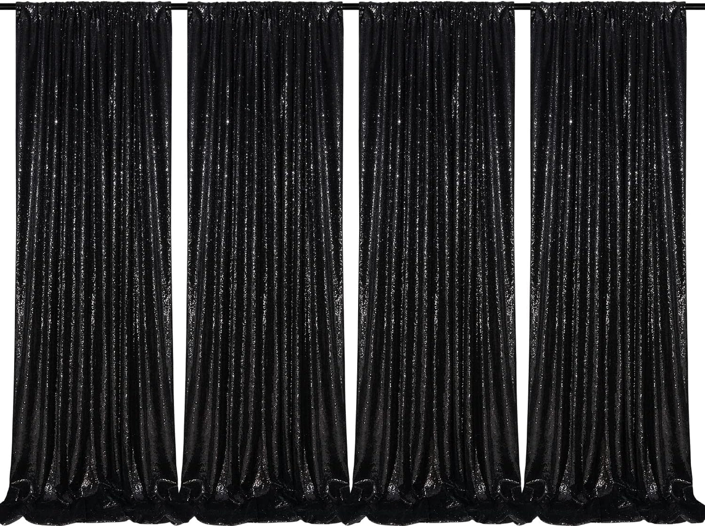 Sparkling Black Sequin Backdrop Set - QueenDream