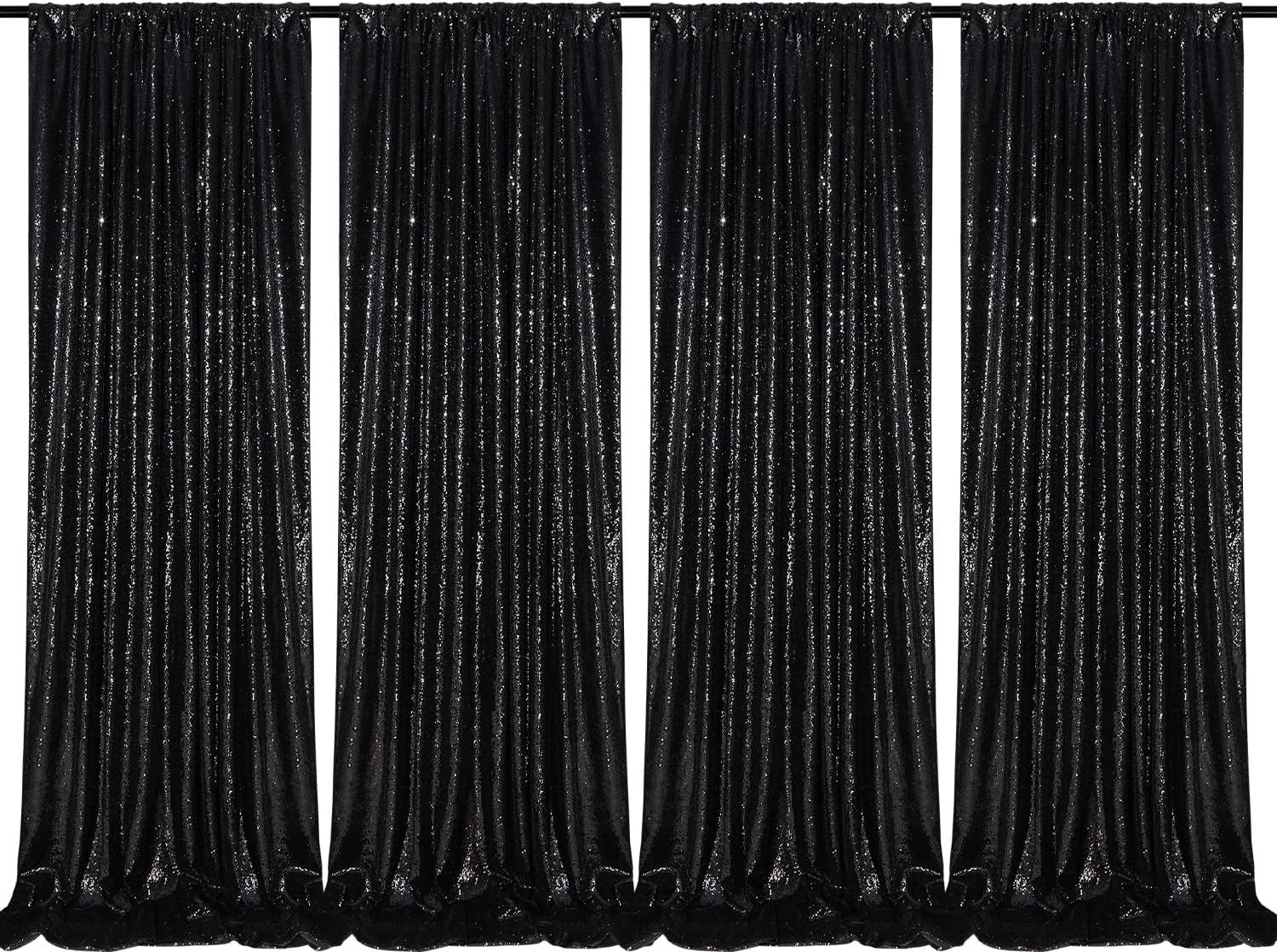 Sparkling Black Sequin Backdrop Set - QueenDream
