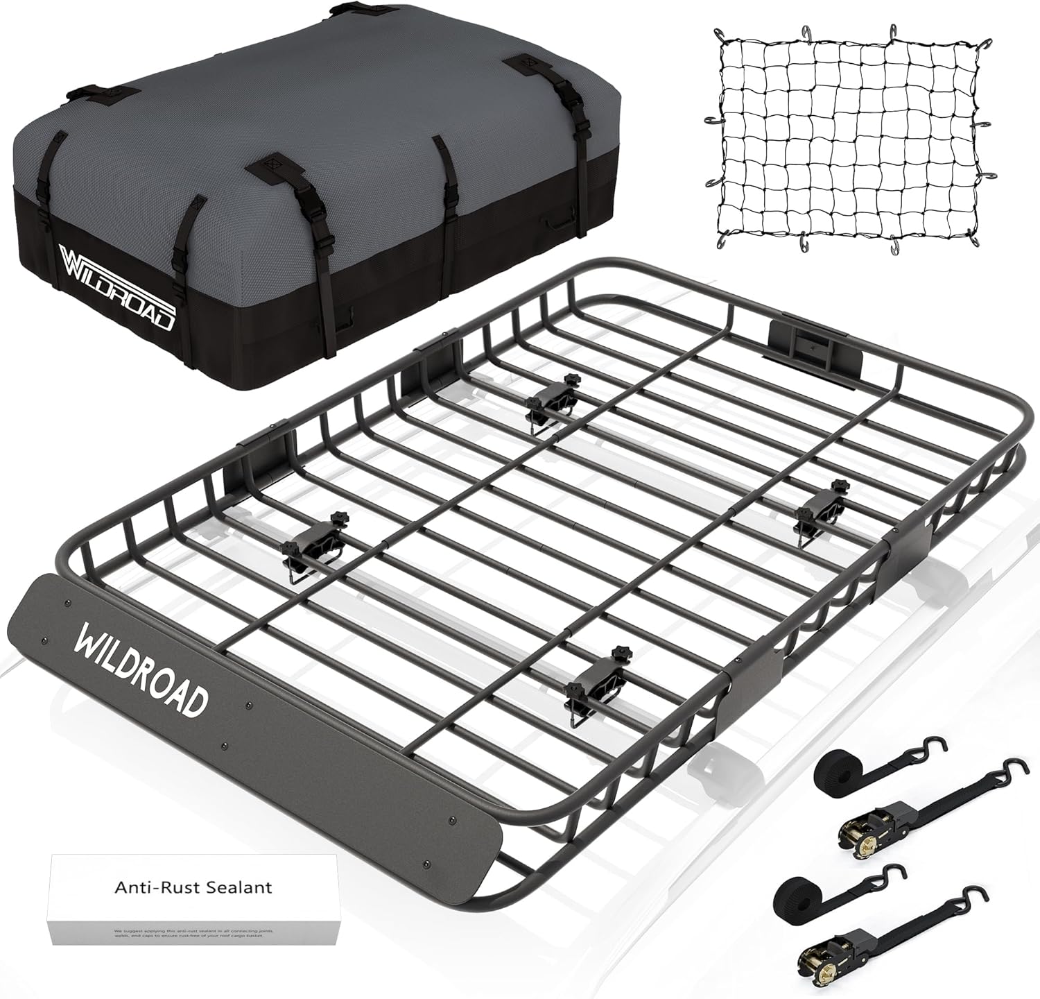 WILDROAD Car Roof Cargo Basket with Waterproof Cargo Bag