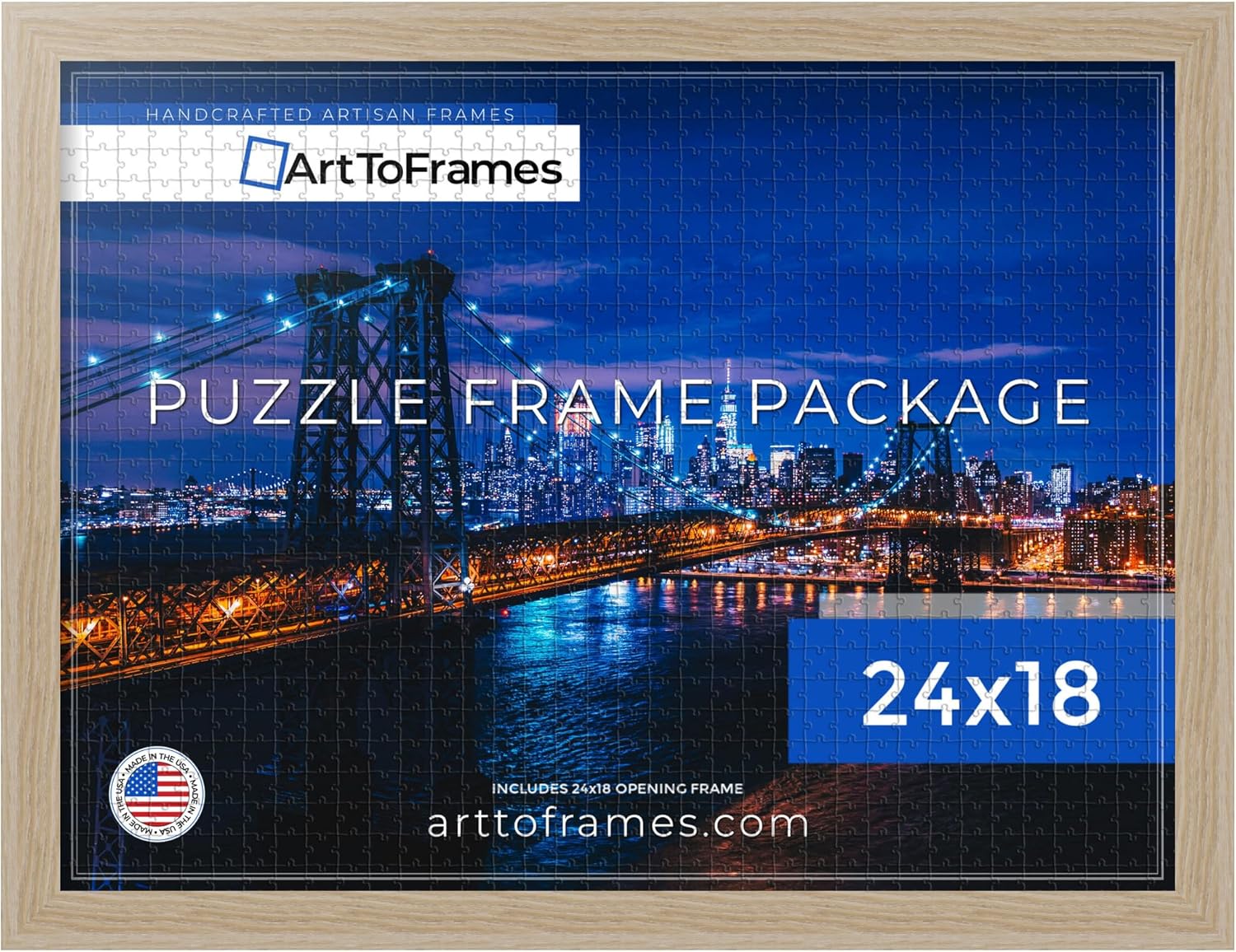 ArtToFrames 24x18 INCH Brown Frame for 300 Piece Puzzles