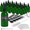 Nevlers 4 Oz Green Glass Dropper Bottle Set for Oils & More