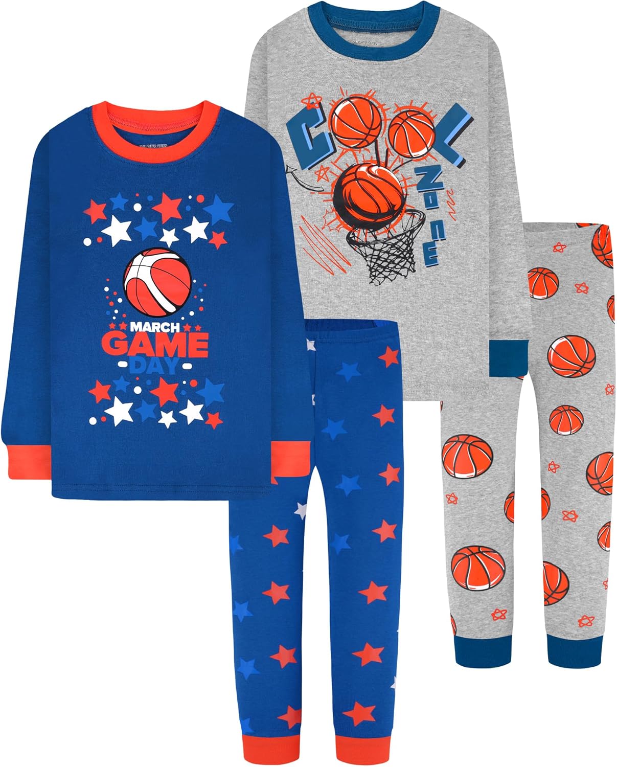 Boys 100% Cotton Long Sleeve Pajamas for Ages 18 Months to 12 Years