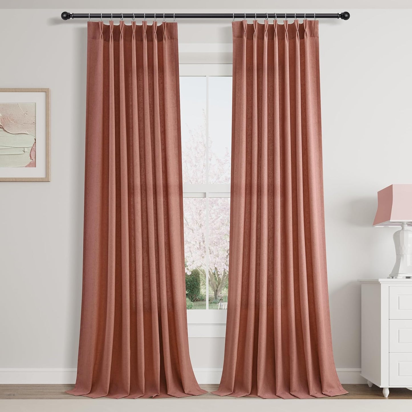 Canyon Rose Pinch Pleated Linen Curtains for Elegant Spaces