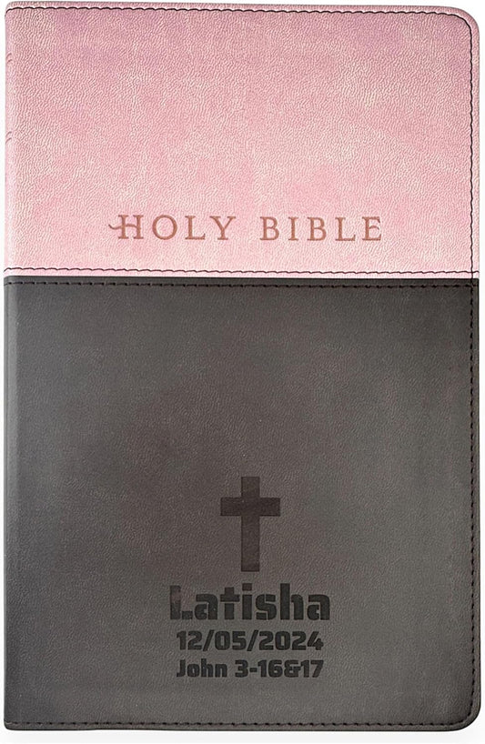 Personalized NLT Bible with Custom Name in Faux Leather Cover
