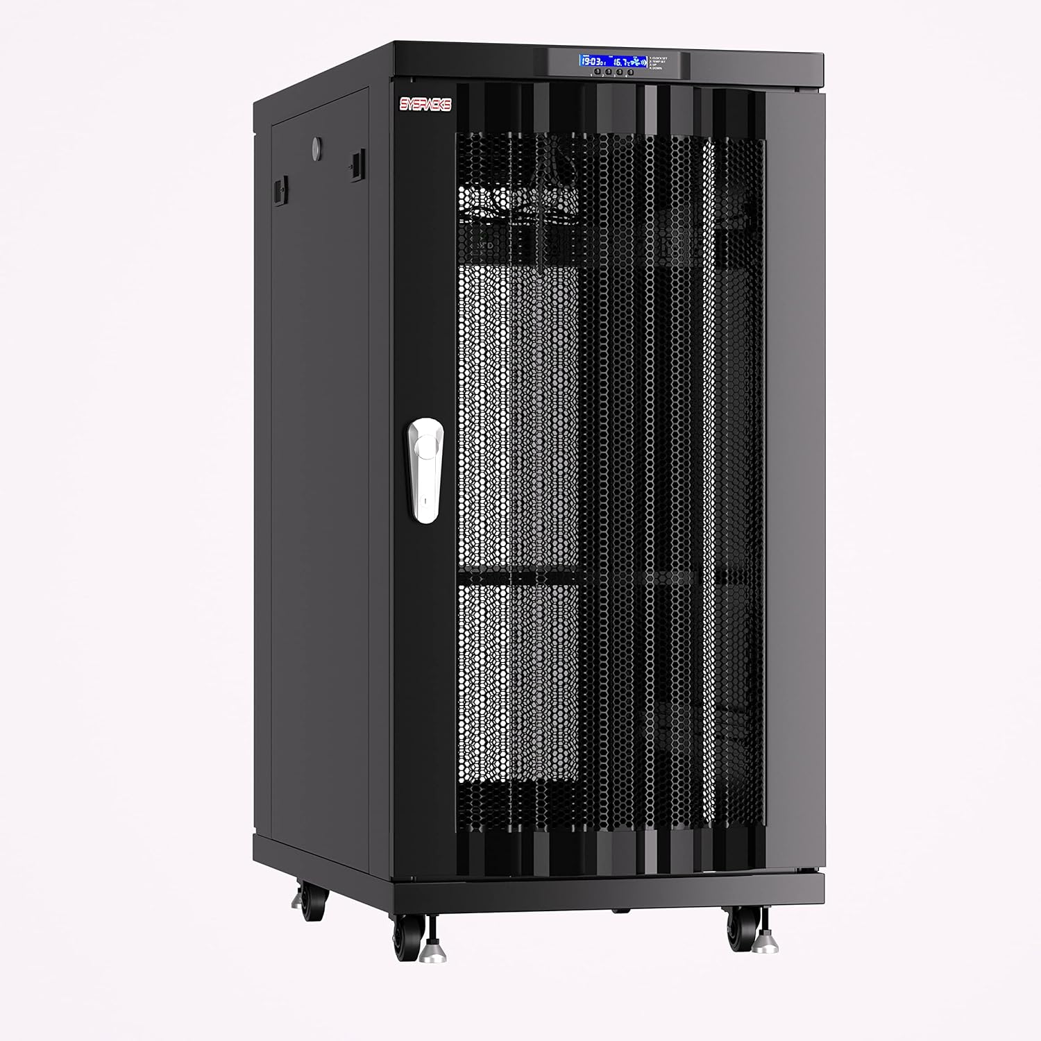 Sysracks 22U Server Rack Enclosure with Cooling Fans and LCD Screen