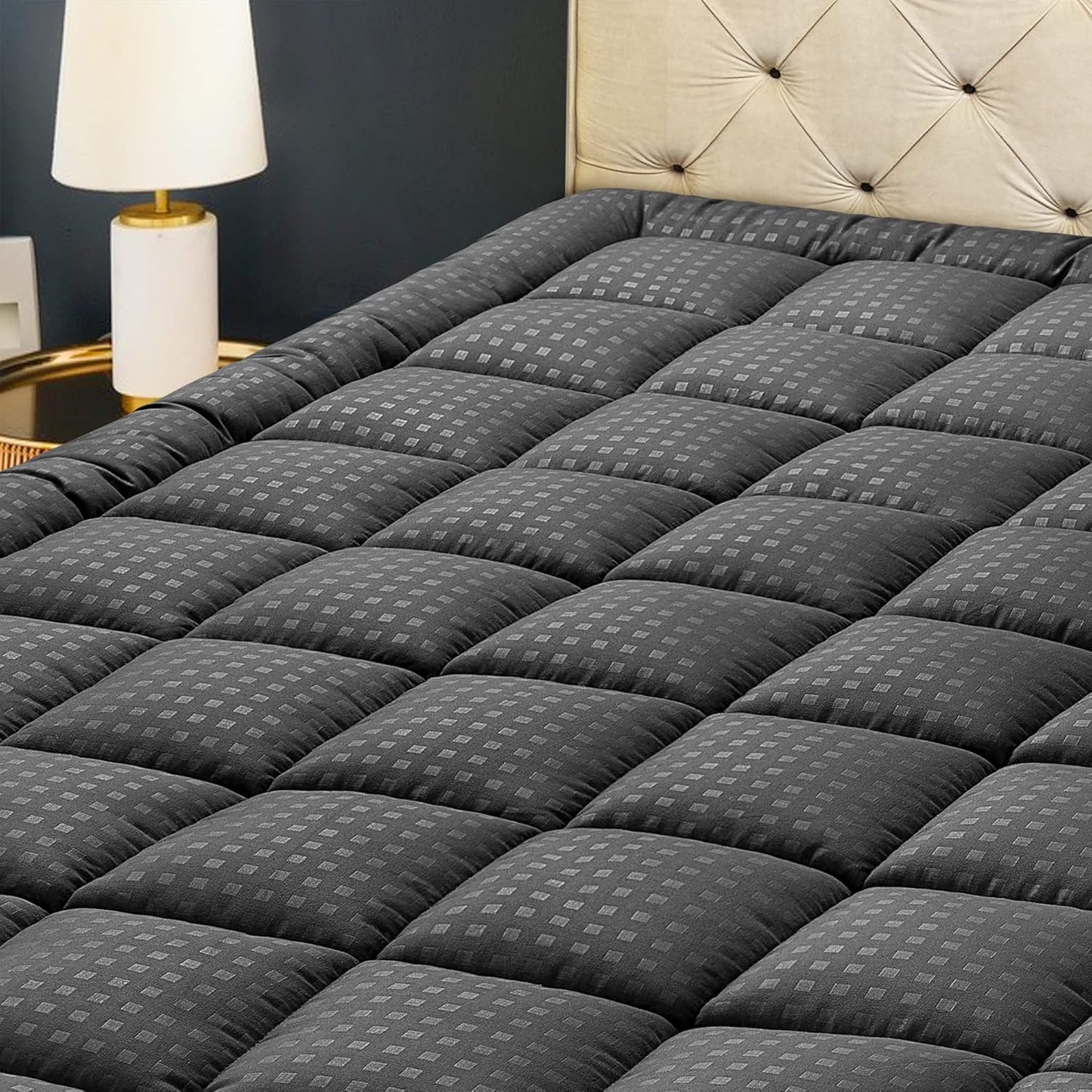 HYLEORY King Mattress Pad Quilted Fitted Cooling Protector
