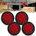 4in Round Trailer Tail Light 4PCS 12LED Red - Bright Durable Safety