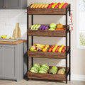 Tribesigns 4-Tier Wooden Fruit and Vegetable Basket Stand Rack