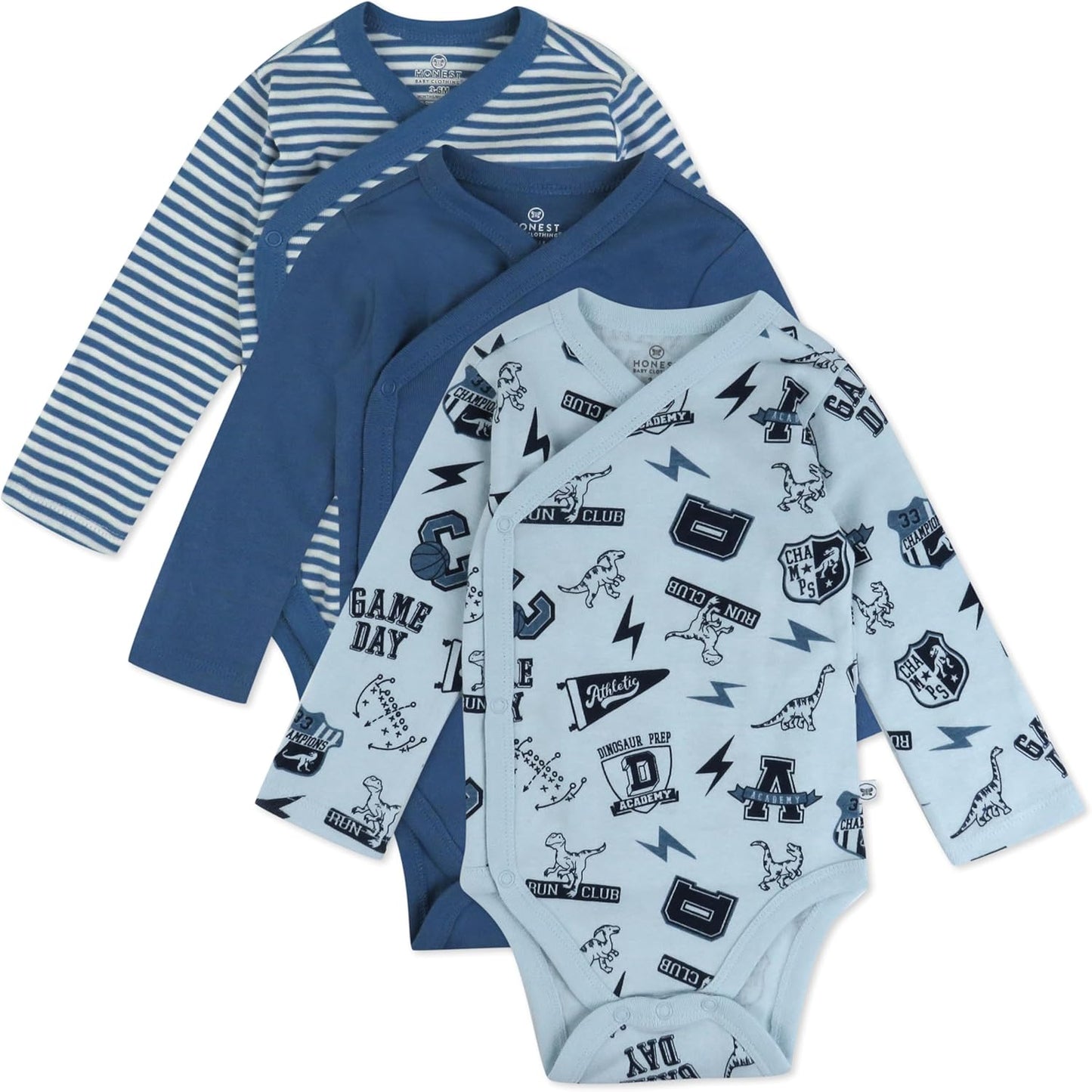 HonestBaby Organic Cotton Long Sleeve Side-snap Kimono Bodysuits
