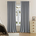 DUALIFE Grey Linen Blackout Curtains 132 in Length - Complete Darkness