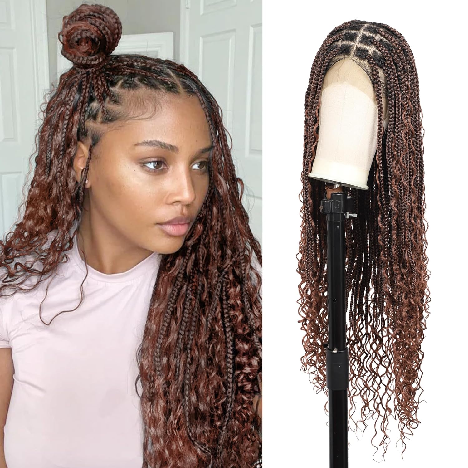 Brinbea 36 Inch HD Lace Front Braided Wigs for Women