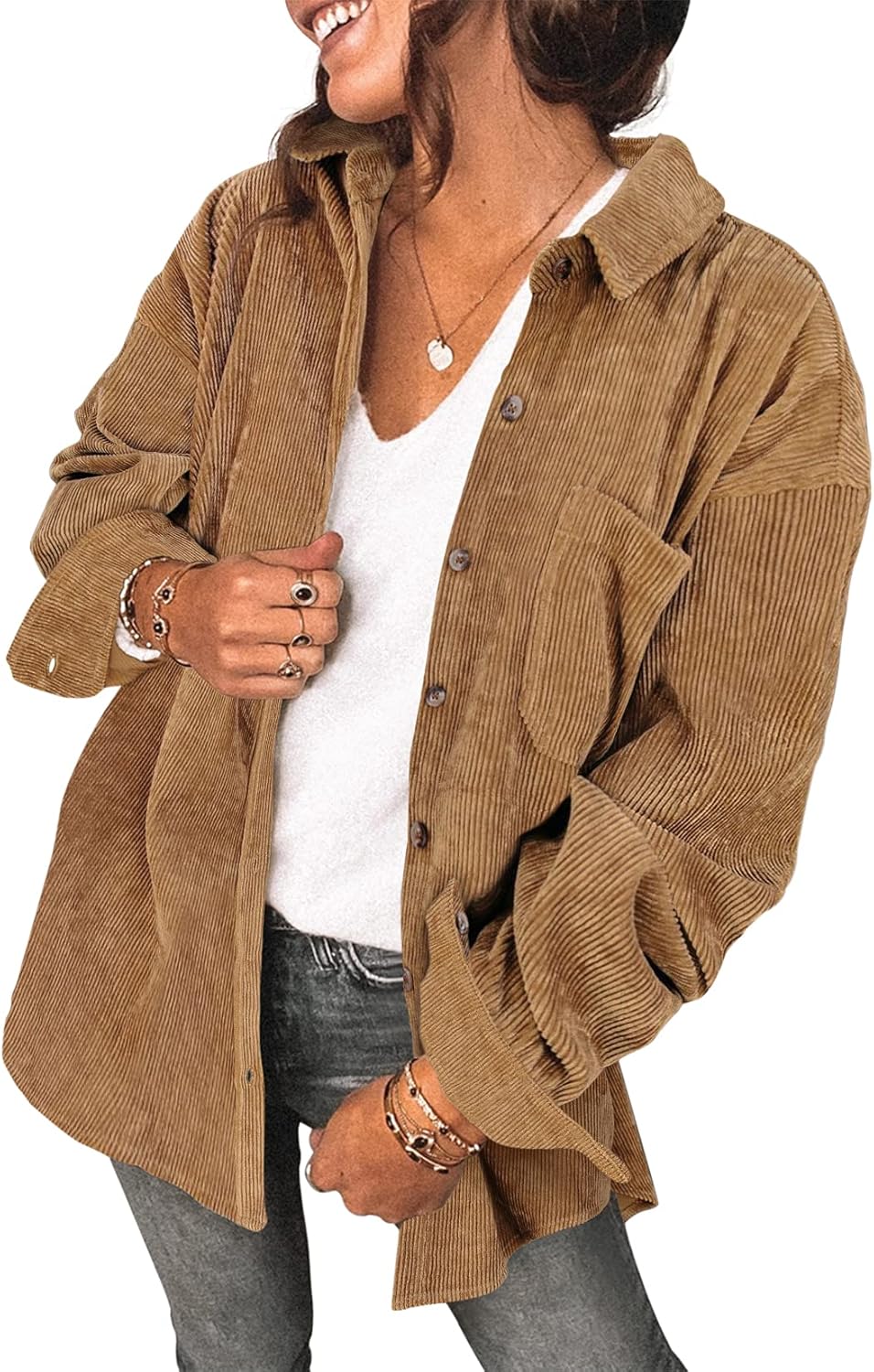 Saslax Womens Corduroy Shirt Jacket for Stylish Layering