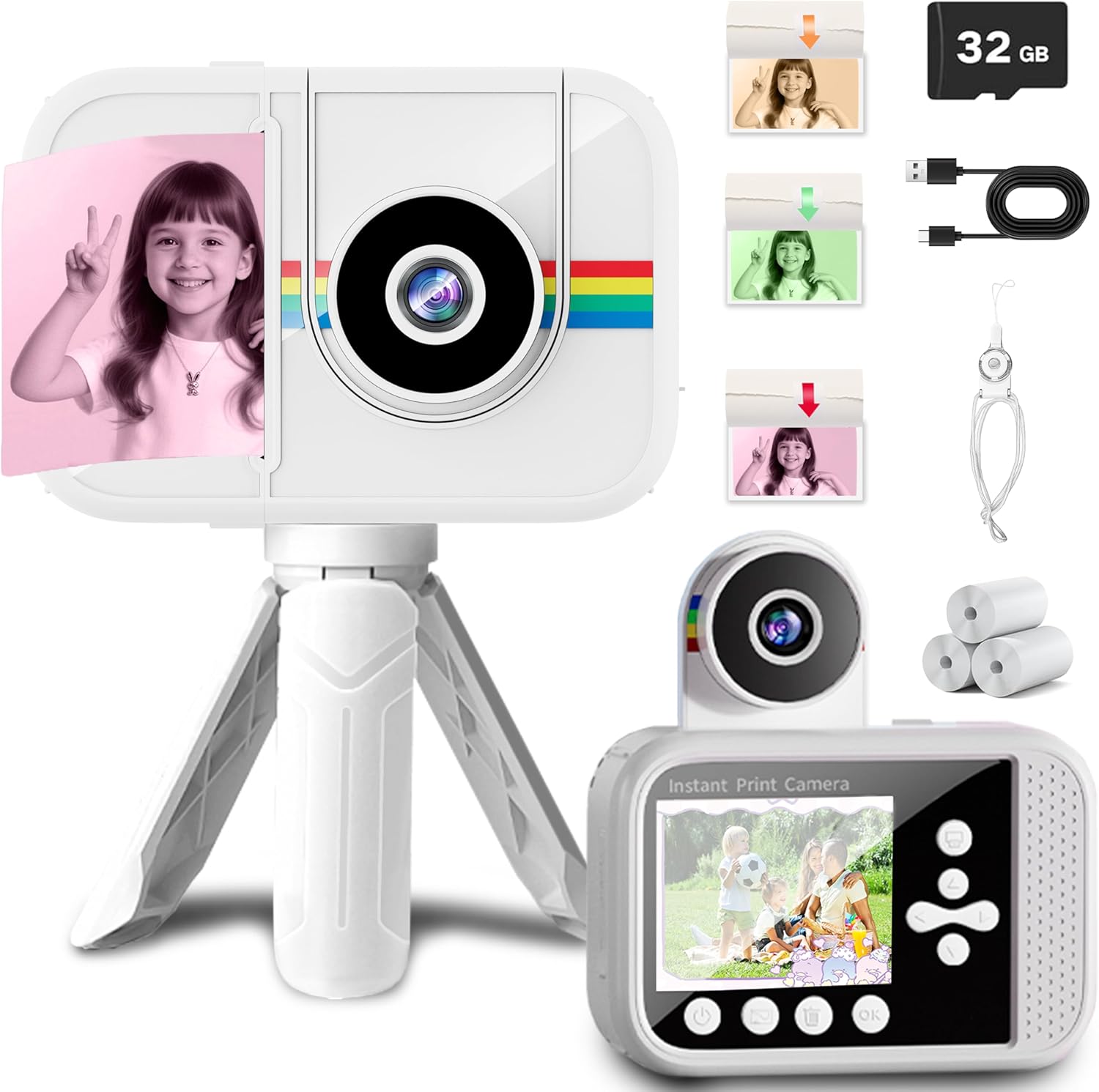 Kids Camera Instant Print with 48MP & 1080P Video for Fun