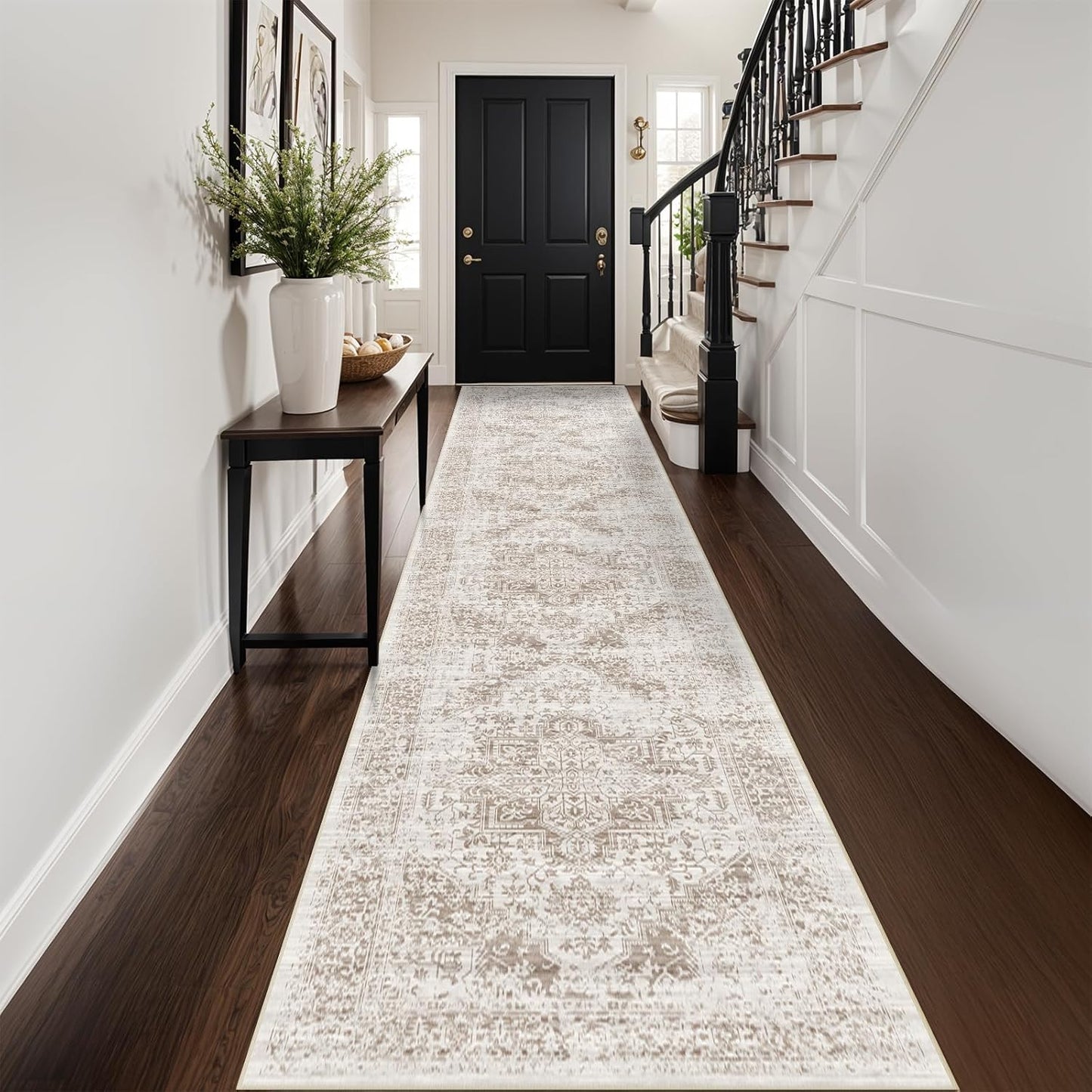 Washable 2ft 6in'x14ft Runner Rug - Vintage Non-Slip Indoor Rug