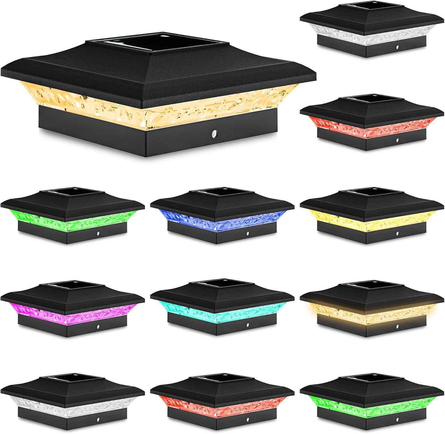 T-SUN Solar Post Cap Lights - Color Changing Outdoor Lighting