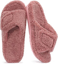Womens Fuzzy Arch Support Slippers Open Toe - Adjustable Comfort