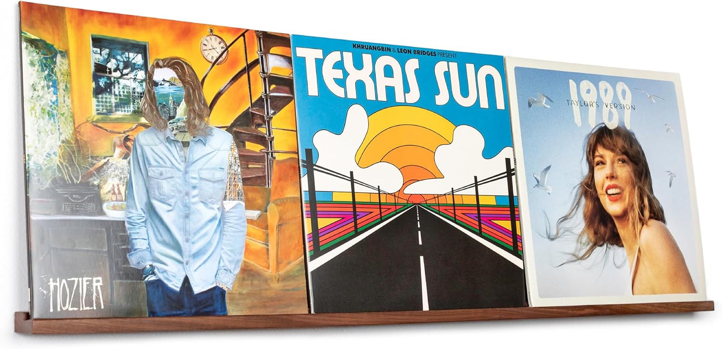 Vinyl Record Shelf - Three 3-Feet Long Solid Walnut Display