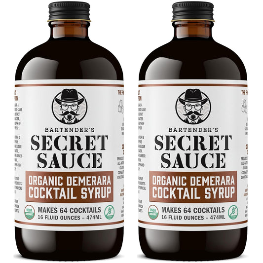 Bartenders Secret Sauce Organic Demerara Syrup 2-Pack for Cocktails
