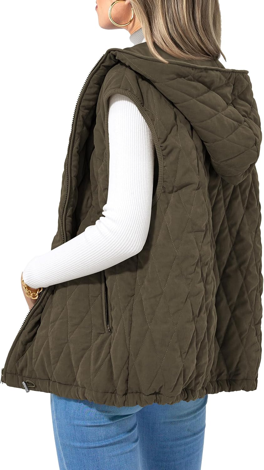 Trendy Hooded Zip Up Vest for Women - Casual Fall Outerwear
