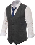 Men's Herringbone Tweed Suit Vest Wool Blend Waistcoat - Tailored Look