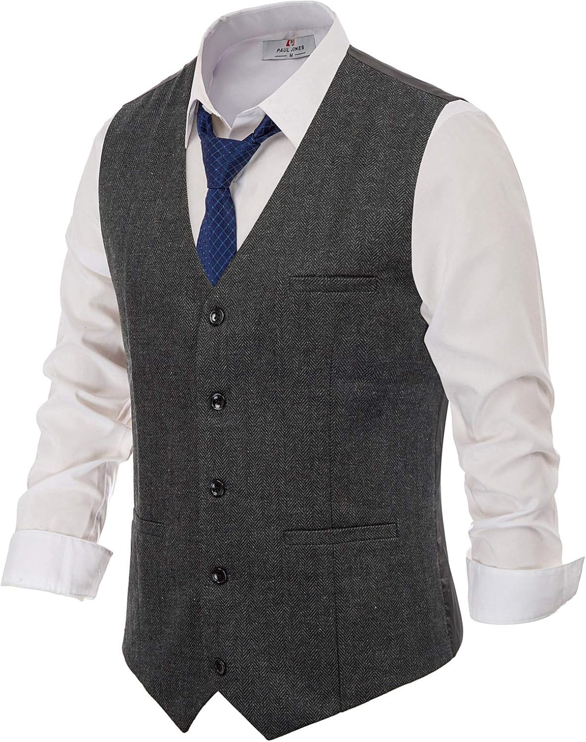 Men's Herringbone Tweed Suit Vest for Smart Casual Looks